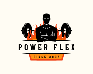 Fitness Man Barbell logo design