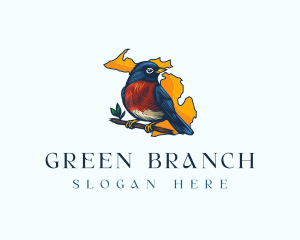 Bird Branch Robin logo design