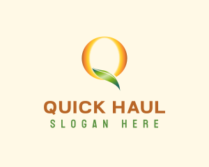 Organic Leaf Letter Q logo design