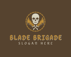 Skull Blade Weapon logo design