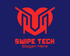 Futuristic Tech Heart logo design