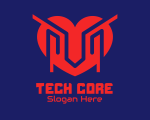 Futuristic Tech Heart logo design