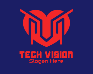 Futuristic Tech Heart logo design