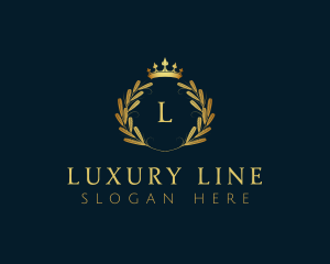 Luxury Crown Wreath Wheat logo design