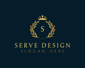 Luxury Crown Wreath Wheat logo design