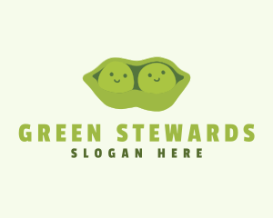 Cute Green Peas logo design