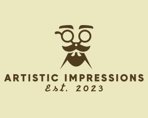 Mustache Beard Scissors logo design