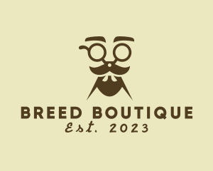 Mustache Beard Scissors logo design