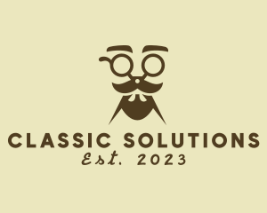 Mustache Beard Scissors logo design