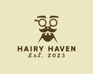 Mustache Beard Scissors logo design