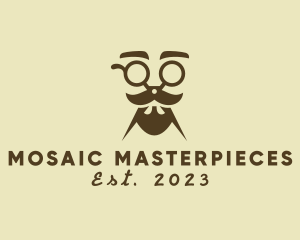 Mustache Beard Scissors logo design