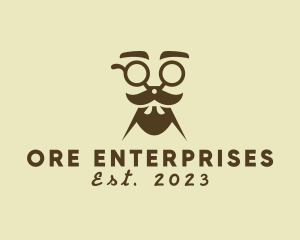 Mustache Beard Scissors logo design