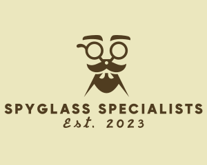 Mustache Beard Scissors logo design