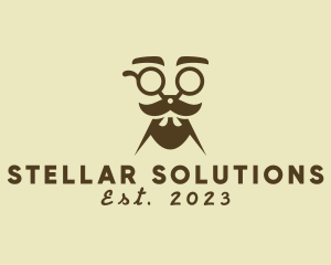 Mustache Beard Scissors logo design