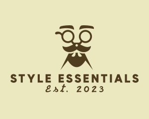 Mustache Beard Scissors logo design