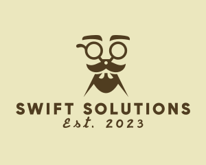 Mustache Beard Scissors logo design