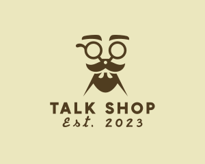 Mustache Beard Scissors logo design