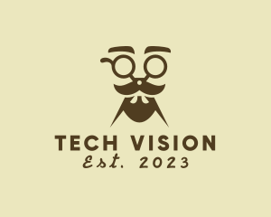 Mustache Beard Scissors logo design