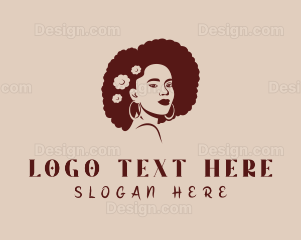 Woman Afro Hairstyle Logo