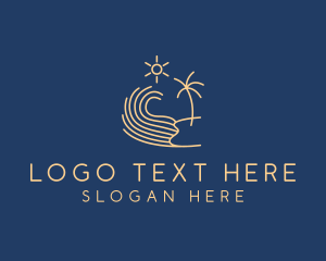 Minimalist Beach Wave  logo design