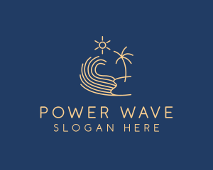 Minimalist Beach Wave  logo design