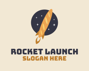 Baguette Bread Rocket logo design