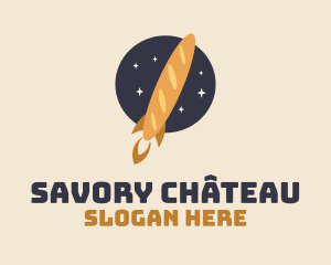 Baguette Bread Rocket logo design