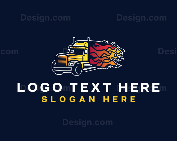 Logistics Truck Flame Logo