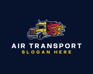 Logistics Truck Flame logo design