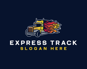 Logistics Truck Flame logo design