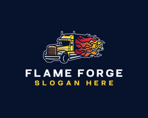 Logistics Truck Flame logo design