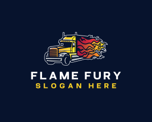 Logistics Truck Flame logo design