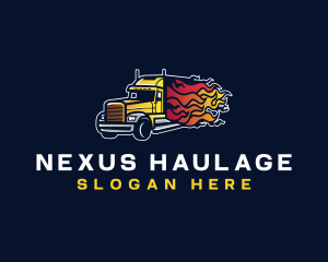 Logistics Truck Flame logo design