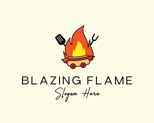 Flaming Grill Hot Dog  logo design