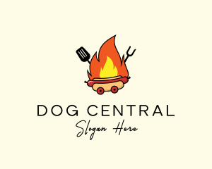 Flaming Grill Hot Dog  logo design