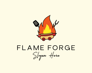 Flaming Grill Hot Dog  logo design