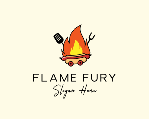 Flaming Grill Hot Dog  logo design