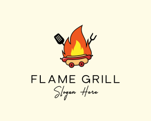 Flaming Grill Hot Dog  logo design