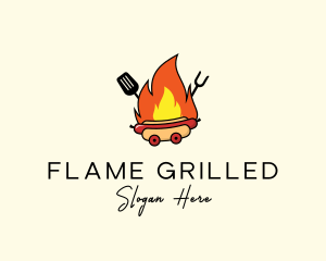 Flaming Grill Hot Dog  logo design