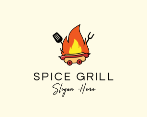 Flaming Grill Hot Dog  logo design