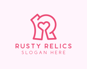 Heart Letter R logo design