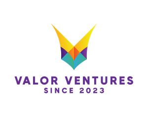 Colorful V Polygon  logo design