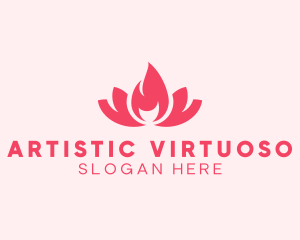 Pink Fire Lotus Candle logo design