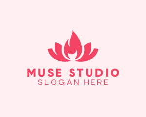 Pink Fire Lotus Candle logo design