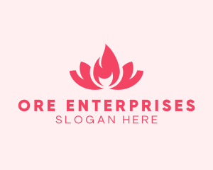 Pink Fire Lotus Candle logo design