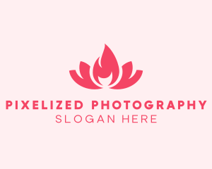 Pink Fire Lotus Candle logo design