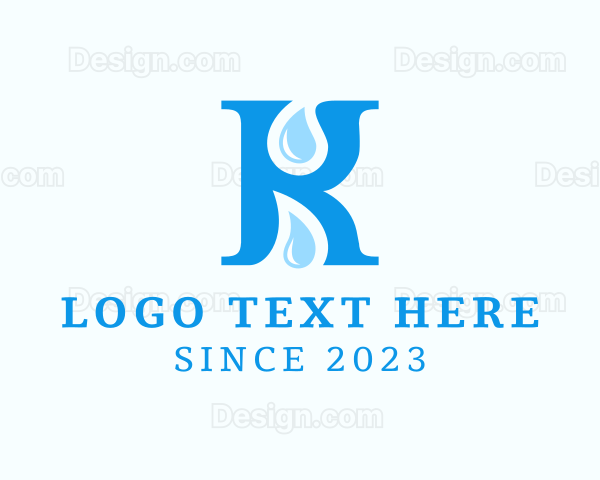 Water Droplet Letter K Logo