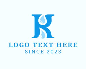 Water Droplet Letter K logo