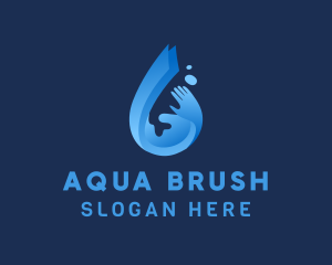 Water Droplet Hand  logo design