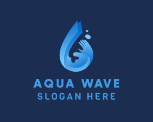 Water Droplet Hand  logo design